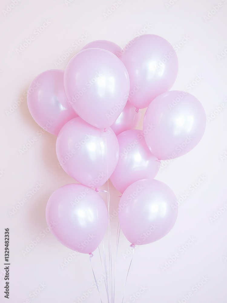 custom made wallpaper toronto digital Light Pink Balloons with Shiny Metallic Finish Against a Soft Pastel Background