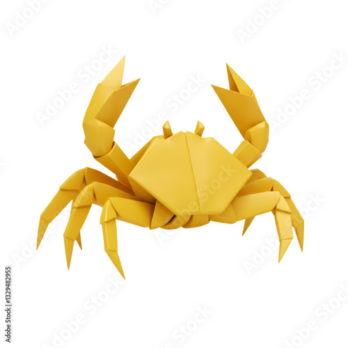Elegant origami crab, golden sea creature crafted in paper art style