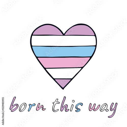 Colorful heart shape Intersex pride flag Happy pride day LGBTQIA community Pride Month Vector hand drawn doodle for posters, stickers, logo, cards