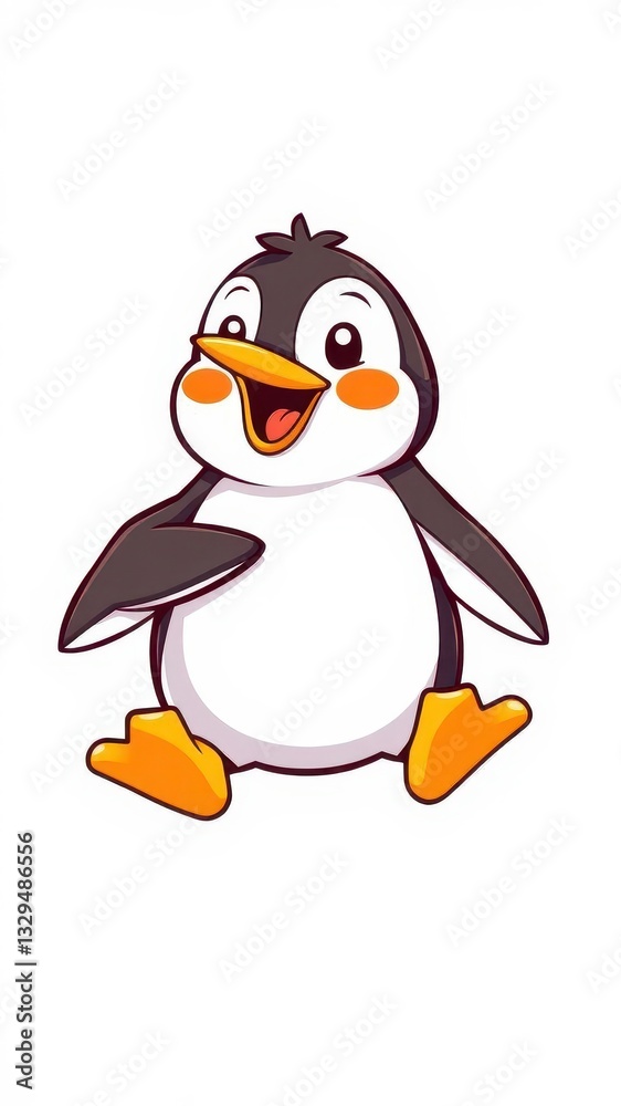 Obraz premium Playful Penguin Vector Illustration with Bright Orange and Yellow Accents