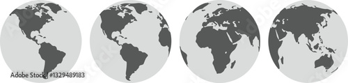 Earth globe icons. earth hemispheres with continents. vector world map set.