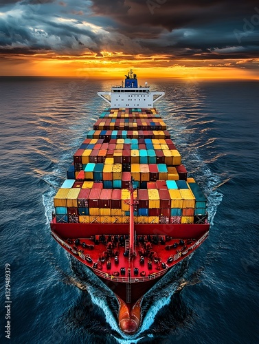 A container ship at sea