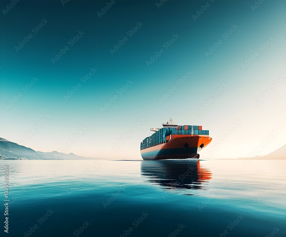 Fototapeta premium A container ship at sea