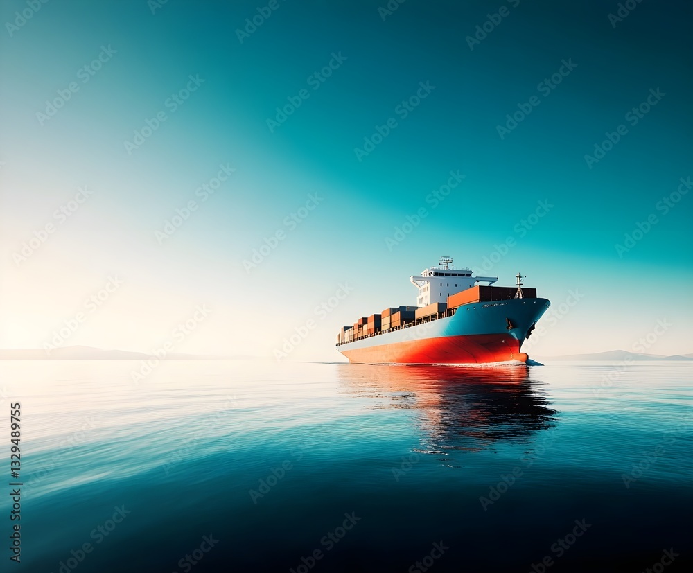 Fototapeta premium A container ship at sea