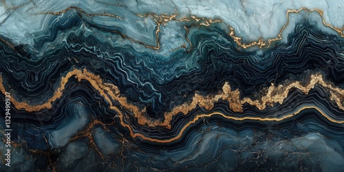 Abstract Marble Texture: An exquisite view of natural marble with intricate gold and blue veining. Embodying the elegance of luxury and the sophistication of design