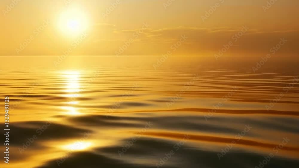 Ruhiges Meer mit goldenem Sonnenuntergang
