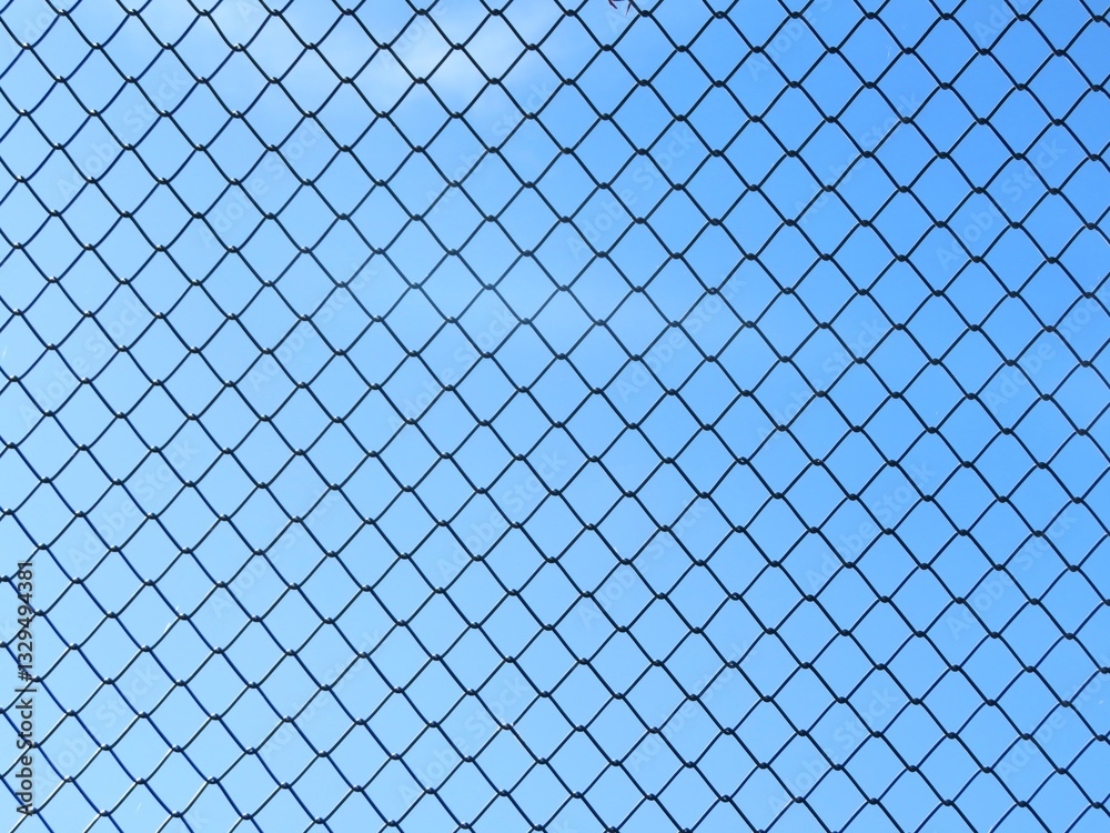 Fototapeta premium chain link fence against blue sky