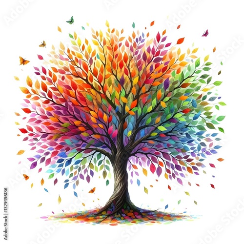 abstract tree with colorful leaves 