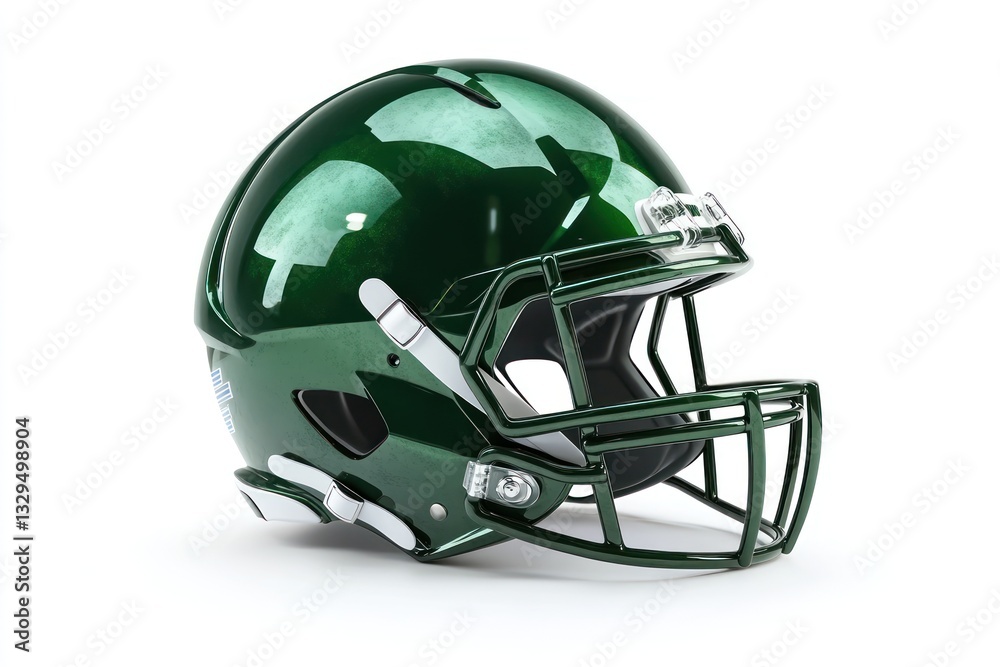 Fototapeta premium Green football helmet on a white background