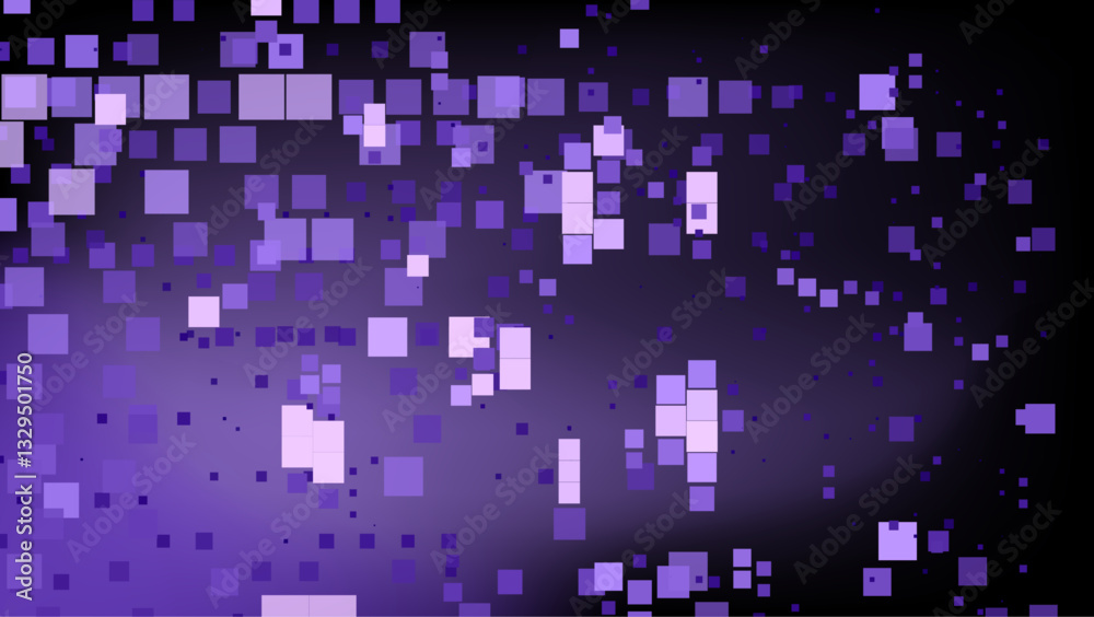 Dark abstract background with various purple squares scattered across. This digital-themed pattern conveys a sense of mystery and modern technology. Dark abstract background with various purple squares scattered across. This digital-themed pattern conveys a sense of mystery and modern technology.