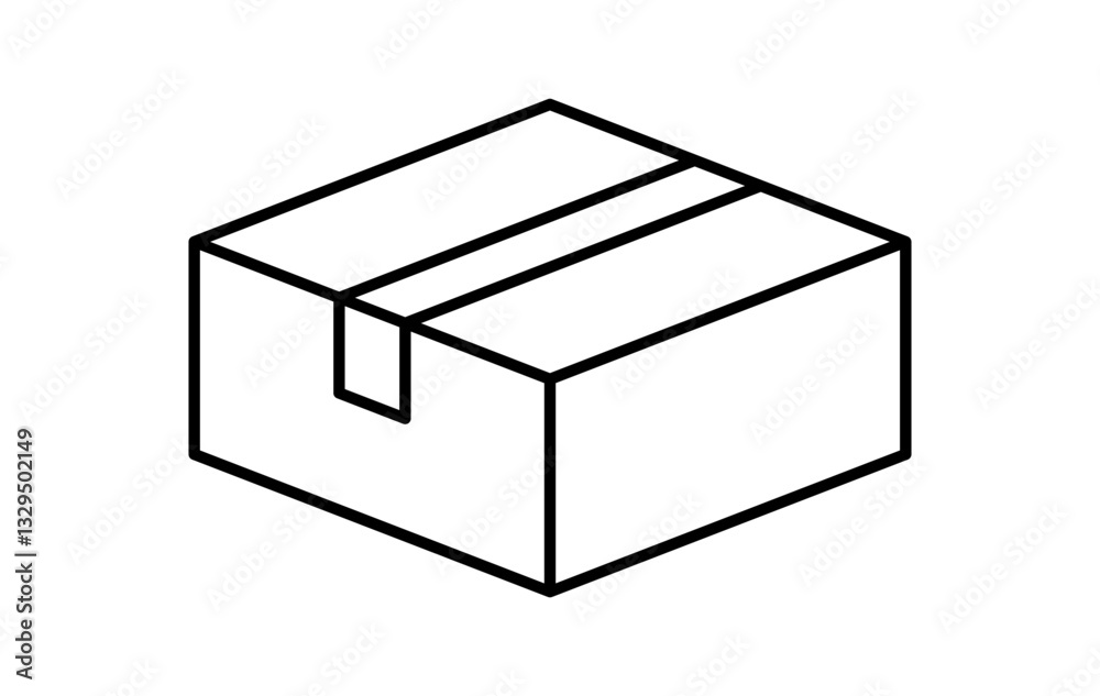 postal parcel box outline, carton shipping box line, brown corrugated box, cardboard postage box for transportation postal parcel box outline, carton shipping box line, brown corrugated box, cardboard postage box for transportation