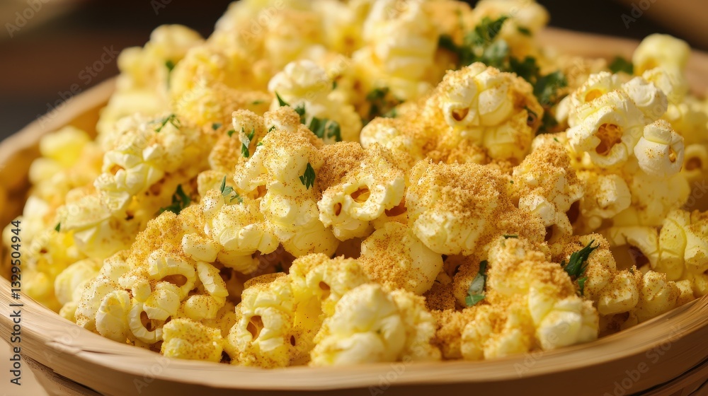 A basket of air-popped popcorn dusted with nutritional yeast, perfect for a guilt-free movie night. A basket of air-popped popcorn dusted with nutritional yeast, perfect for a guilt-free movie night.