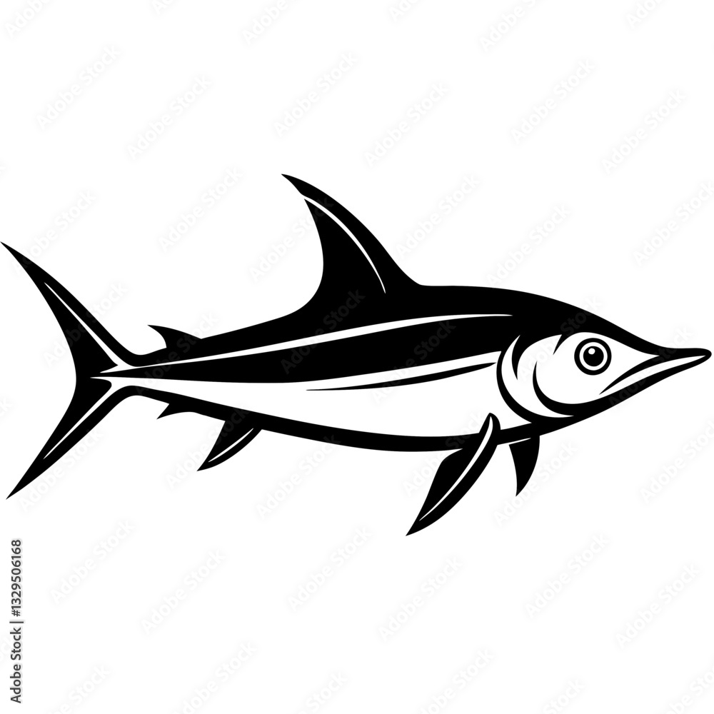 Obraz premium Marlin Fish vector silhouette, isolated white background