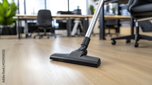 Wallpaper Mural Vacuum cleaner on wooden floor in office, cleaning the workspace, maintaining hygiene. Torontodigital.ca