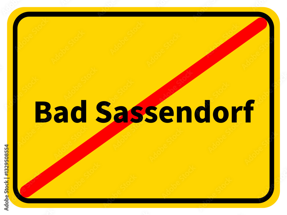 Illustration eines Stadtausgangsschildes von Bad Sassendorf, einer Gemeinde des Kreises Soest Illustration eines Stadtausgangsschildes von Bad Sassendorf, einer Gemeinde des Kreises Soest