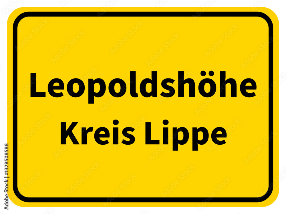 Illustration eines Stadteingangsschildes von Leopoldshöhe, einer Gemeinde des Kreises Lippe Illustration eines Stadteingangsschildes von Leopoldshöhe, einer Gemeinde des Kreises Lippe