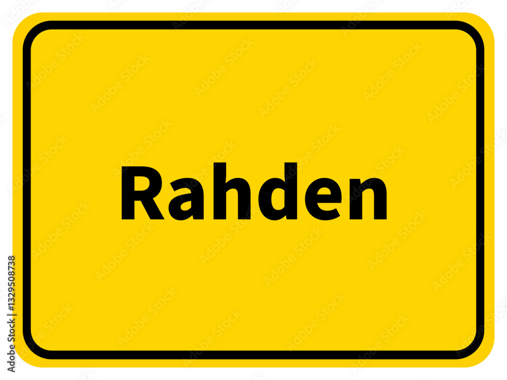 Illustration eines Stadteingangsschildes von Rahden, einer Gemeinde des Kreises Minden-Lübbecke Illustration eines Stadteingangsschildes von Rahden, einer Gemeinde des Kreises Minden-Lübbecke