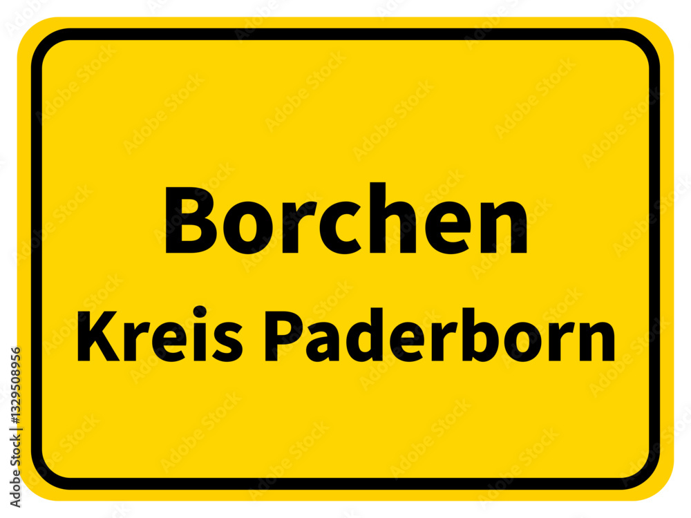 Illustration eines Stadteingangsschildes von Borchen, einer Gemeinde des Kreises Paderborn Illustration eines Stadteingangsschildes von Borchen, einer Gemeinde des Kreises Paderborn