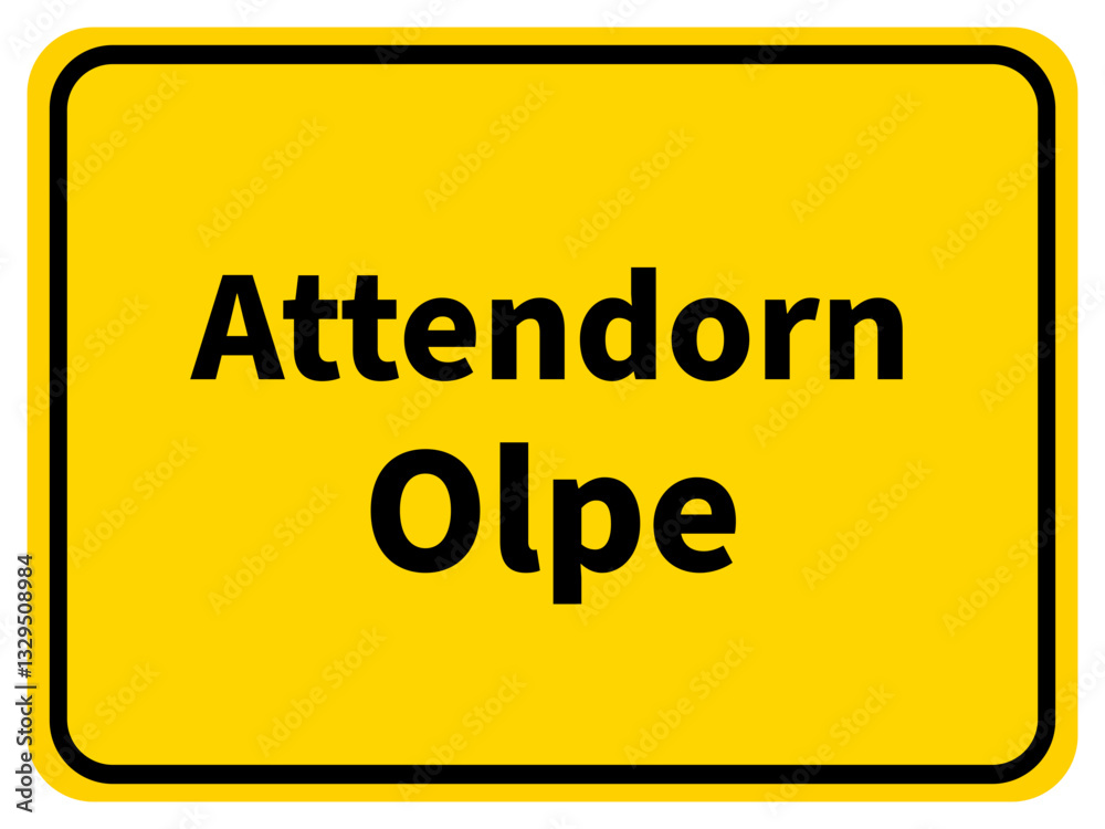 Illustration eines Stadteingangsschildes von Attendorn, einer Gemeinde des Kreises Olpe Illustration eines Stadteingangsschildes von Attendorn, einer Gemeinde des Kreises Olpe