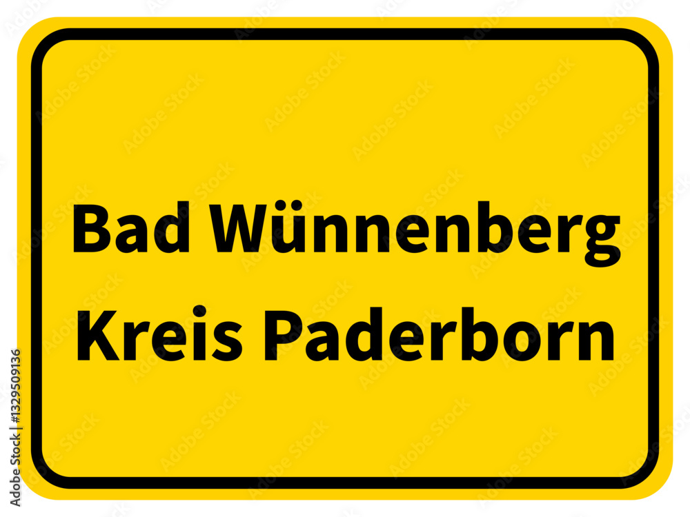 Obraz premium Illustration eines Stadteingangsschildes von Bad Wünneberg, einer Gemeinde des Kreises Paderborn