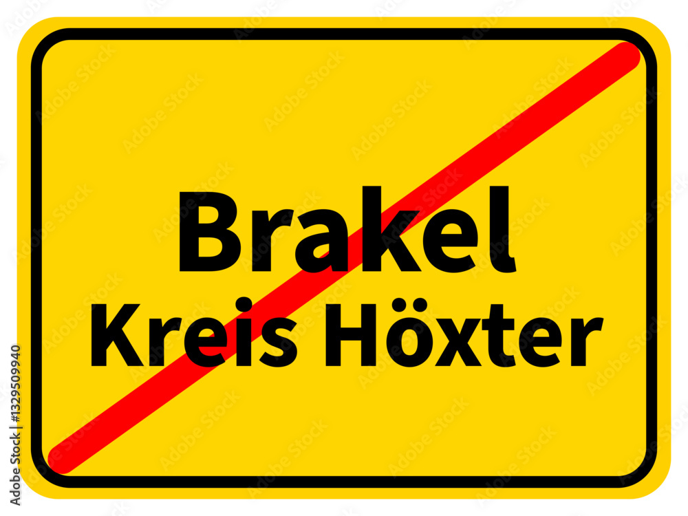Obraz premium Illustration eines Stadtausgangsschildes von Brakel, einer Gemeinde des Kreises Höxter