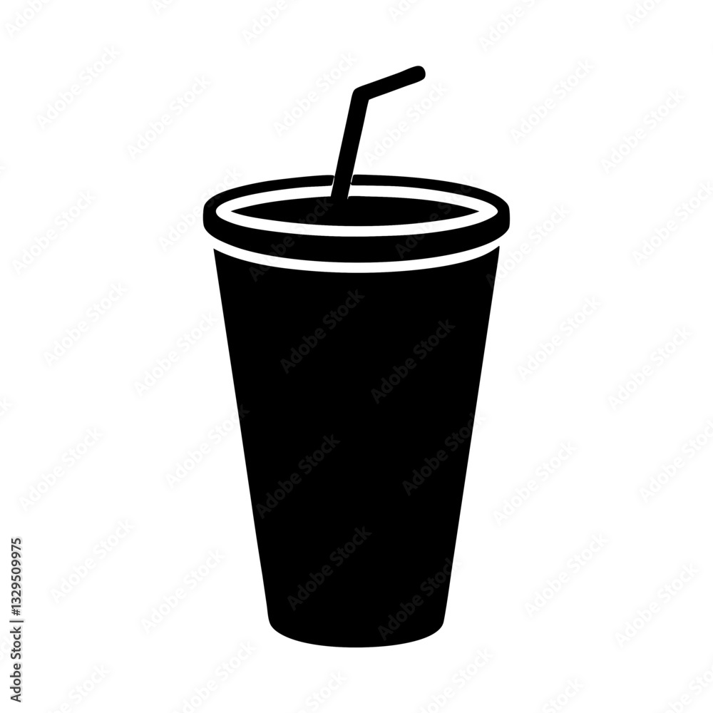 A minimalistic, line-art illustration featuring a cup with a straw A minimalistic, line-art illustration featuring a cup with a straw
