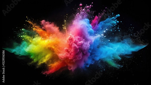 Powder Collision Isolated On Black Background