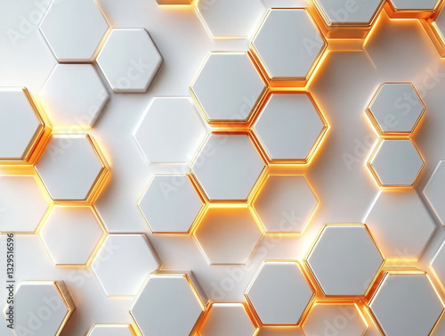 abstract honeycomb pattern with glowing yellow edges.