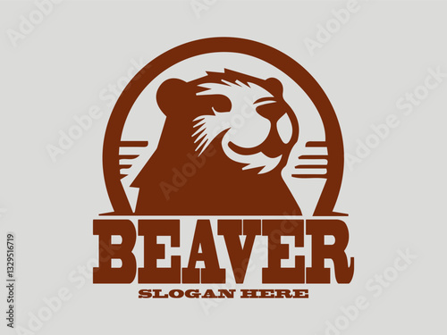 beaver brown rodent silhouette  against a light background. beaver illustration design. beaver close-up brown rodent head silhouette with detailed facial features. beaver full body brown rodent