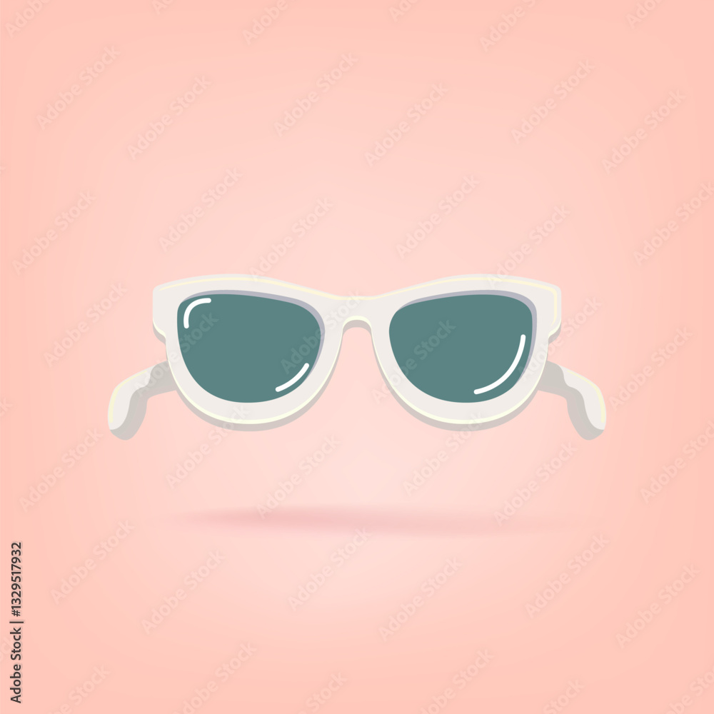 Stylish White Sunglasses Flat Lay Vector Illustration on Peach Background, Perfect for Summer Fashion and Accessory Designs, Ideal for Social Media and Marketing Stylish White Sunglasses Flat Lay Vector Illustration on Peach Background, Perfect for Summer Fashion and Accessory Designs, Ideal for Social Media and Marketing