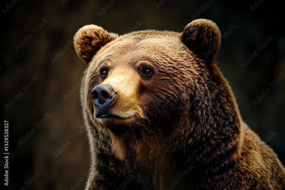 Grizzly Bear Portrait: A close-up portrait of a powerful grizzly bear, highlighting its rugged features, intense gaze, and the majestic presence of a wild animal. Grizzly Bear Portrait: A close-up portrait of a powerful grizzly bear, highlighting its rugged features, intense gaze, and the majestic presence of a wild animal.