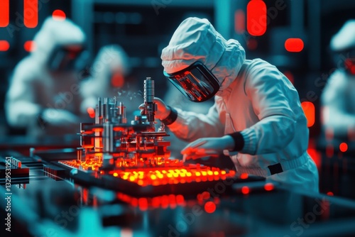 A cutting-edge pharmaceutical lab, researchers developing new medicine, glowing chemical reactions, futuristic drug synthesis technology, ultra-detailed