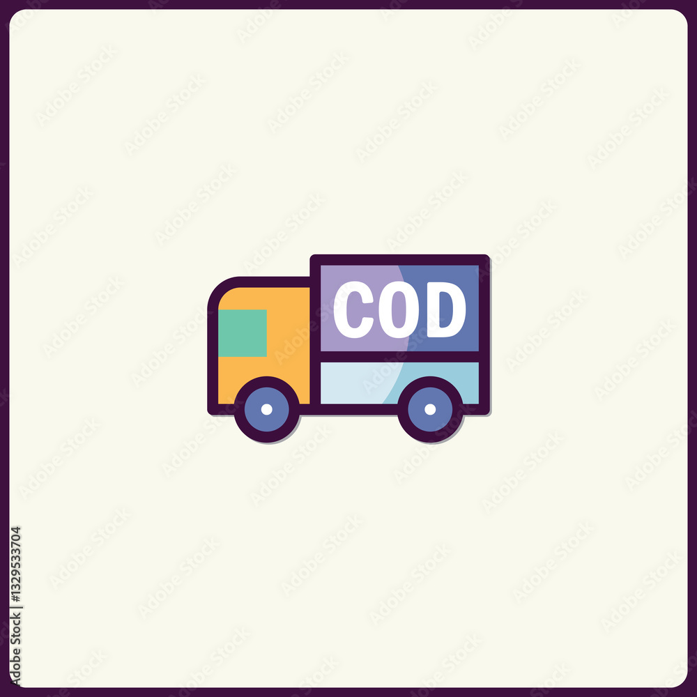 Naklejka premium Illustrative COD Delivery Truck Icon for Secure Online Shopping Systems