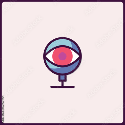 Stylized graphic of singular eye emblem with modern design aesthetic