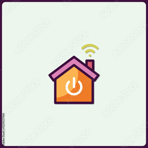 Modern smart home system icon with power button, connectivity, and energy