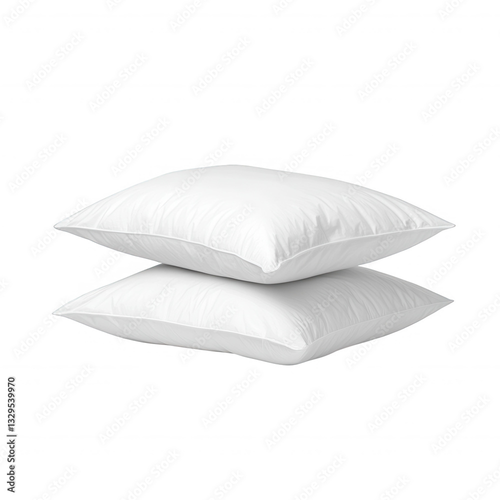 Soft white pillows stacked on a reflective surface, cozy home decor. Soft white pillows stacked on a reflective surface, cozy home decor.