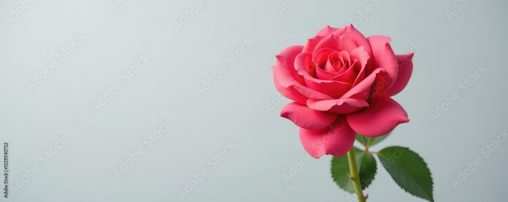 Single rose isolated against light gray background, color, roses, flower Single rose isolated against light gray background, color, roses, flower