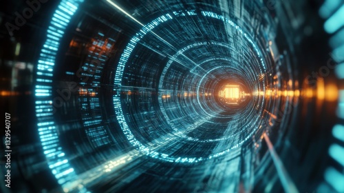 Wallpaper Mural Quantum Core Glowing under Swirling Binary Hologram Torontodigital.ca