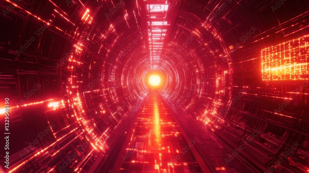 Fototapeta premium Quantum Processor Glowing Under Detailed Digital Overlay