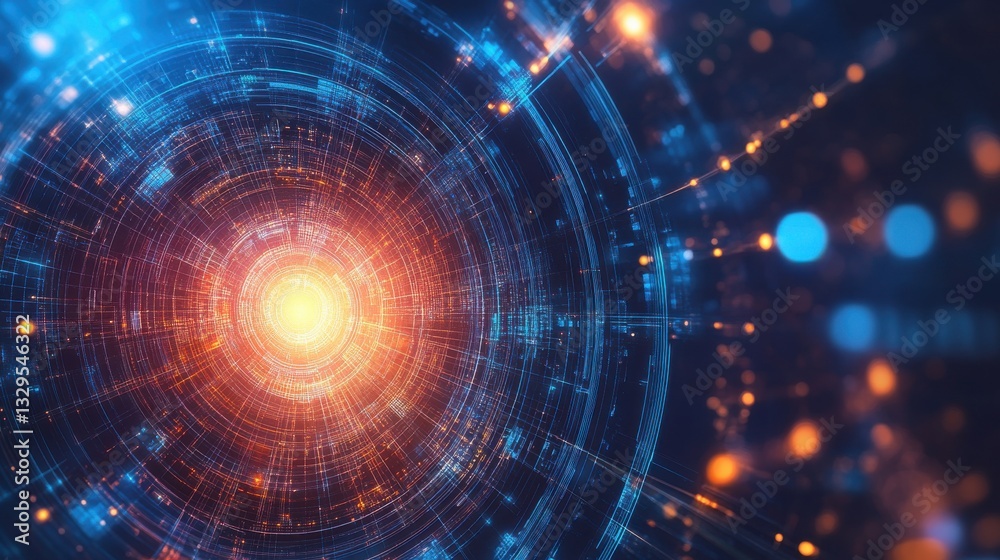 Fototapeta premium Quantum Core Glowing with Intricate Holographic Data
