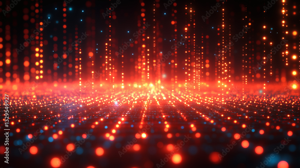 Obraz premium Paisaje digital con partículas luminosas flotantes en un espacio abstracto