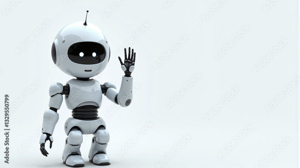 Friendly Robot Waving A Modern Companion Friendly Robot Waving A Modern Companion