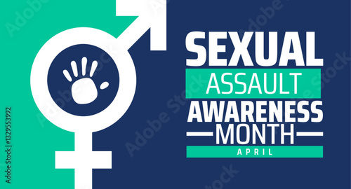 Sexual assault awareness month background banner or poster design template. observed every year in  April. Holiday concept. Use to any Template, card, poster, placard, template.