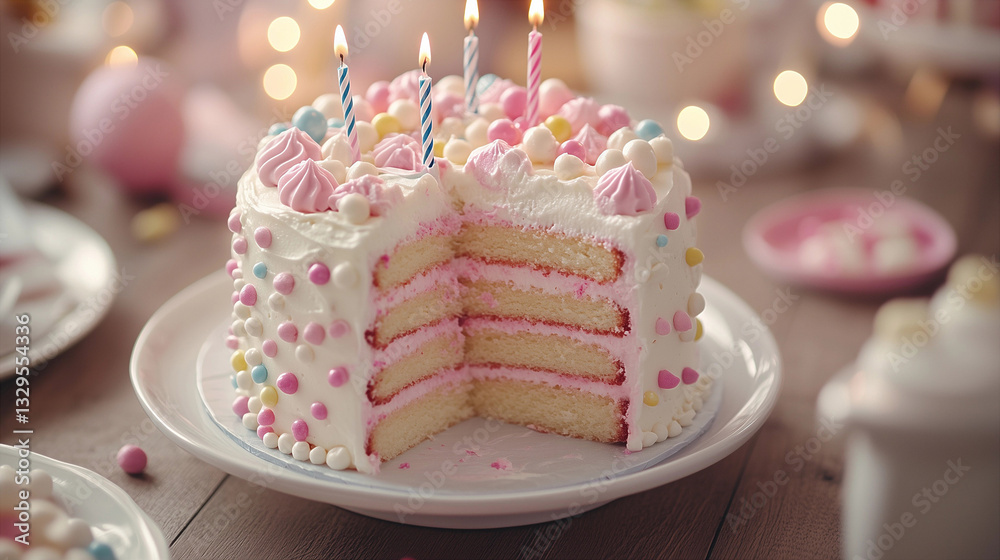 Party-style birthday cake image for an elegant poster or greeting card Party-style birthday cake image for an elegant poster or greeting card