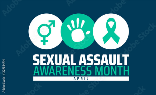 Sexual assault awareness month background banner or poster design template. observed every year in  April. Holiday concept. Use to any Template, card, poster, placard, template.