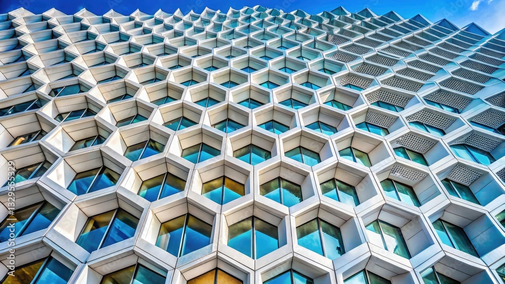 Naklejka premium Abstract Hexagon Geometric White Background Architectural Photography - Modern Design Textures
