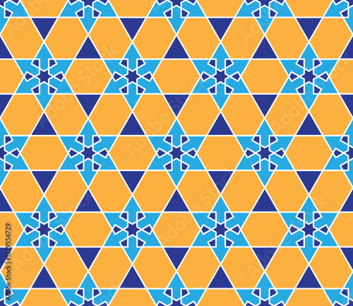 Seamless girih pattern. Girih 6. Traditional Islamic Design. Mosque decoration element. Seamless geometric pattern. Seamless islamic pattern. Background vector illustration. Morocco seamless vector pa