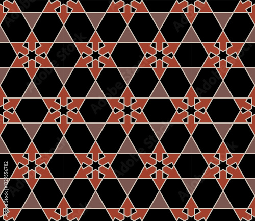 Seamless girih pattern. Girih 6. Traditional Islamic Design. Mosque decoration element. Seamless geometric pattern. Seamless islamic pattern. Background vector illustration. Morocco seamless vector pa