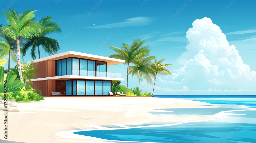 Fototapeta premium villa an tropischem strand