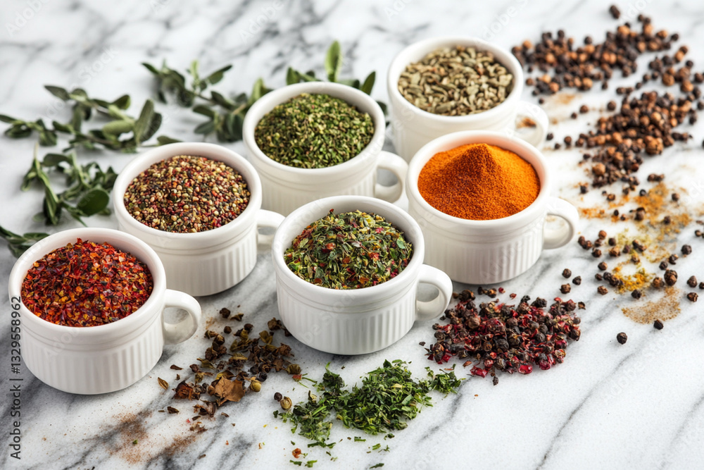Spices and herbs in cups. colorful seasonings wallpaper Spices and herbs in cups. colorful seasonings wallpaper